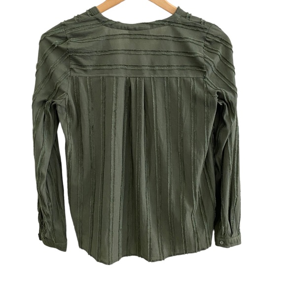 Anthropologie Maeve Audre Long Sleeve Faux WrapTextured Surplice Striped Top - Picture 4 of 5